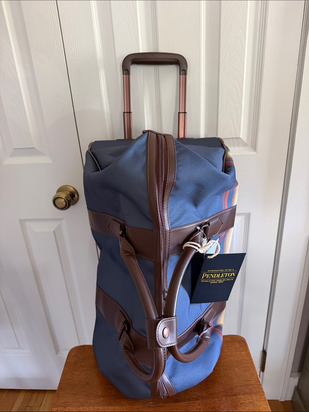 Pendleton Rolling Duffel Bag 22 Inch Turbulence Blue Southwestern Travel Luggage - Picture 8 of 13